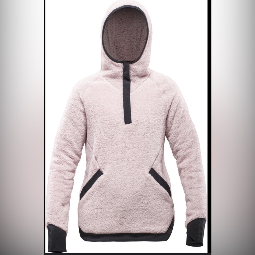 Orage Mia Pale Pink and Black Sherpa Pullover Jacket Women’s Large